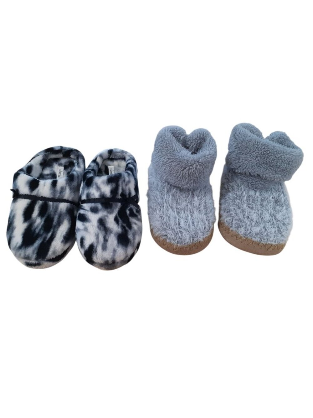 Bundle of 2 Womens Soma & Brookstone Furry Moccasin Slip On Winter Slipper